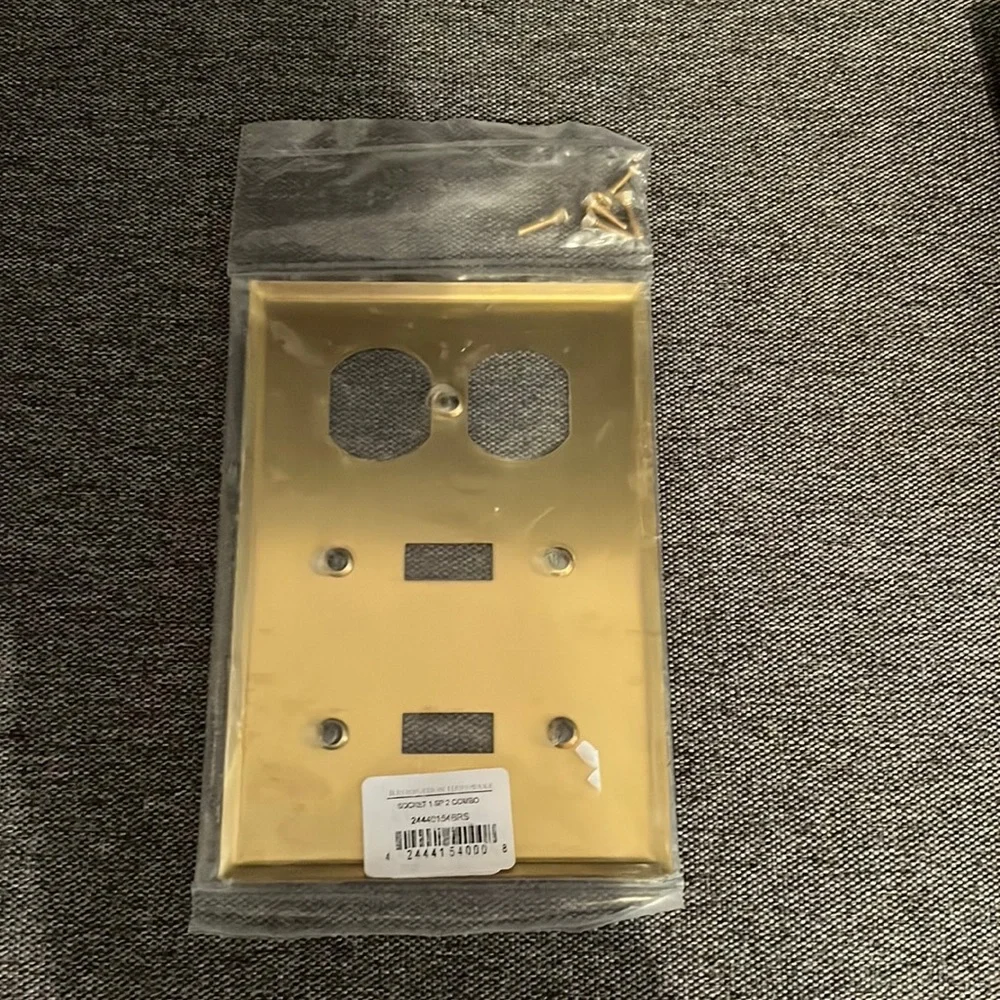 Restoration Hardware Shiny Gold Brass Socket and Switch Faceplate NWT
